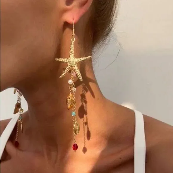 Starfish Dangle Earrings N1307 - Picture 1 of 5